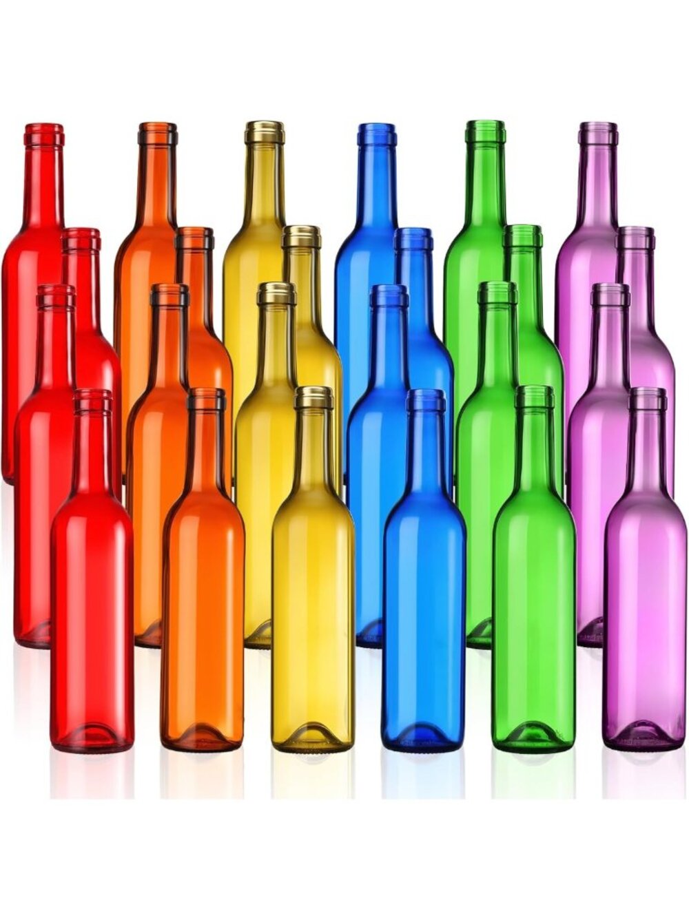 24 Pcs Colored Glass Wine Bottles 375ml - Decorative for Home, Garden, Party